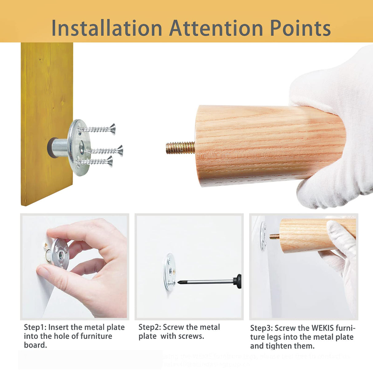 WEKIS Solid Ash Wood Furniture Legs 4 Inch, Sofa Replacement Wooden Leg Set of 4, Cabinet Legs, Dresser Legs, Couch Legs, Recliner Legs (Ash Wood Legs with Metal Cap 4 Pack, 4 inch) WEKIS