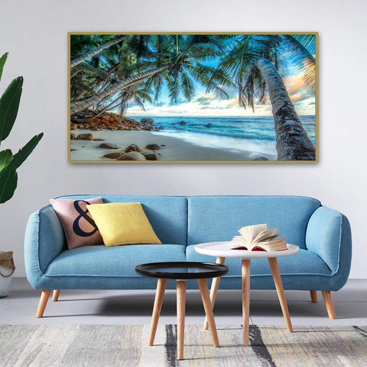 Yunnuo Landscape Diamond Painting Kits for Adults, DIY 5D Beach Diamond Art, Diamond Painting Cocos Scenery,Large Sea Diamond Dot Painting for Home Wall Decor and Gift(15.7x27.5inch) Yunnuo