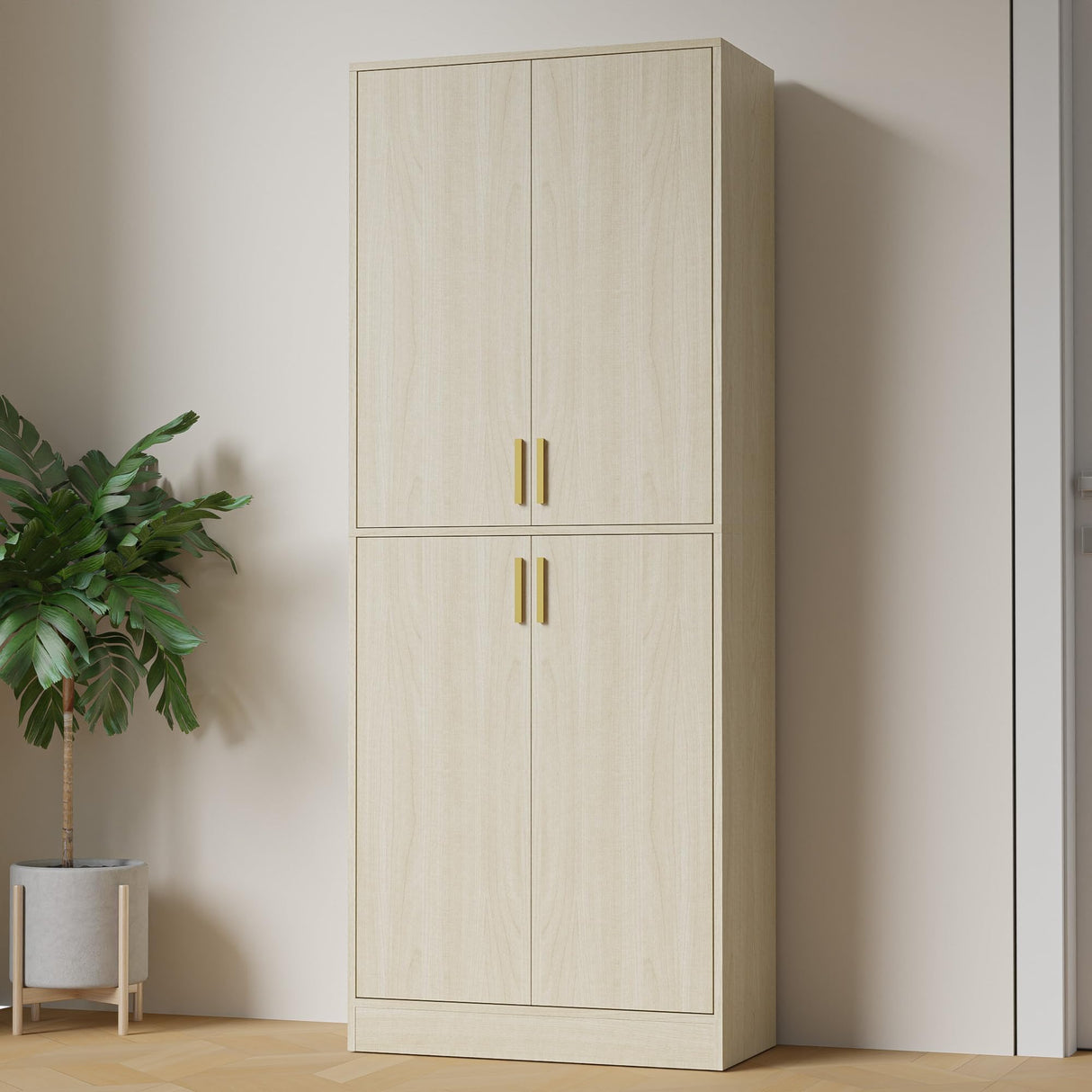 Cozy Castle 71" Tall Kitchen Pantry Storage Cabinet, Freestanding Cupboard Cabinet with Doors and Adjustable Shelves for Kitchen, Dining Room, Oak Cozy Castle