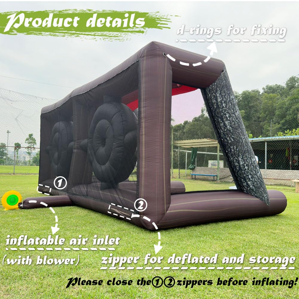 Dual Inflatable Axe Throwing Inflatable Ball Toss Target Dart Board with 24 Axes+16 Toss Ball+ 8 Soccer Balls for Interactive Sport Games, Double Darts for 2 Players WoodArtSupply