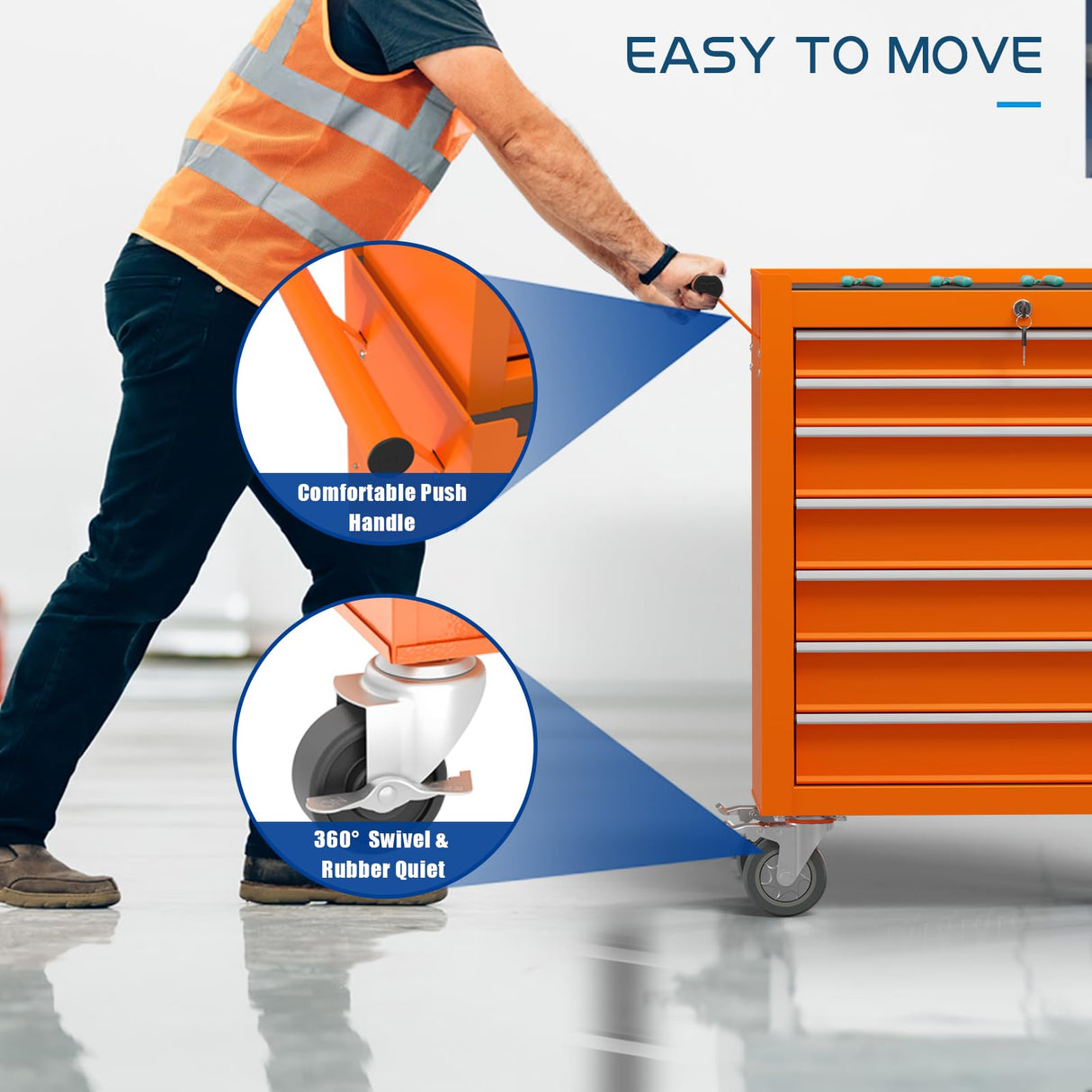 CMFYDAILY 7-Drawers Garage Tool Chest, Large Capacity Tool Cabinet Heavy Duty Mechanic Rolling Tool Box Metal Locking Tool Cart with Drawers and Wheels for Storage CMFYDAILY