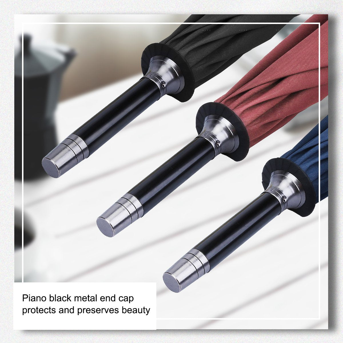 G4Free 52/62inch Wooden J Handle Golf Umbrella Windproof Classic Stick Wedding Cane Umbrellas, Auto Open Cane Hook Handle G4Free