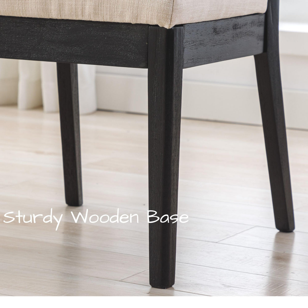 BESTANO Farmhouse Rattan Dining Chairs Set of 4 Black Wood Dining Room Chairs Rectangle Cane Country Kitchen Chairs Upholstered Dining Chair for Dining Room, Cream Linen BESTANO