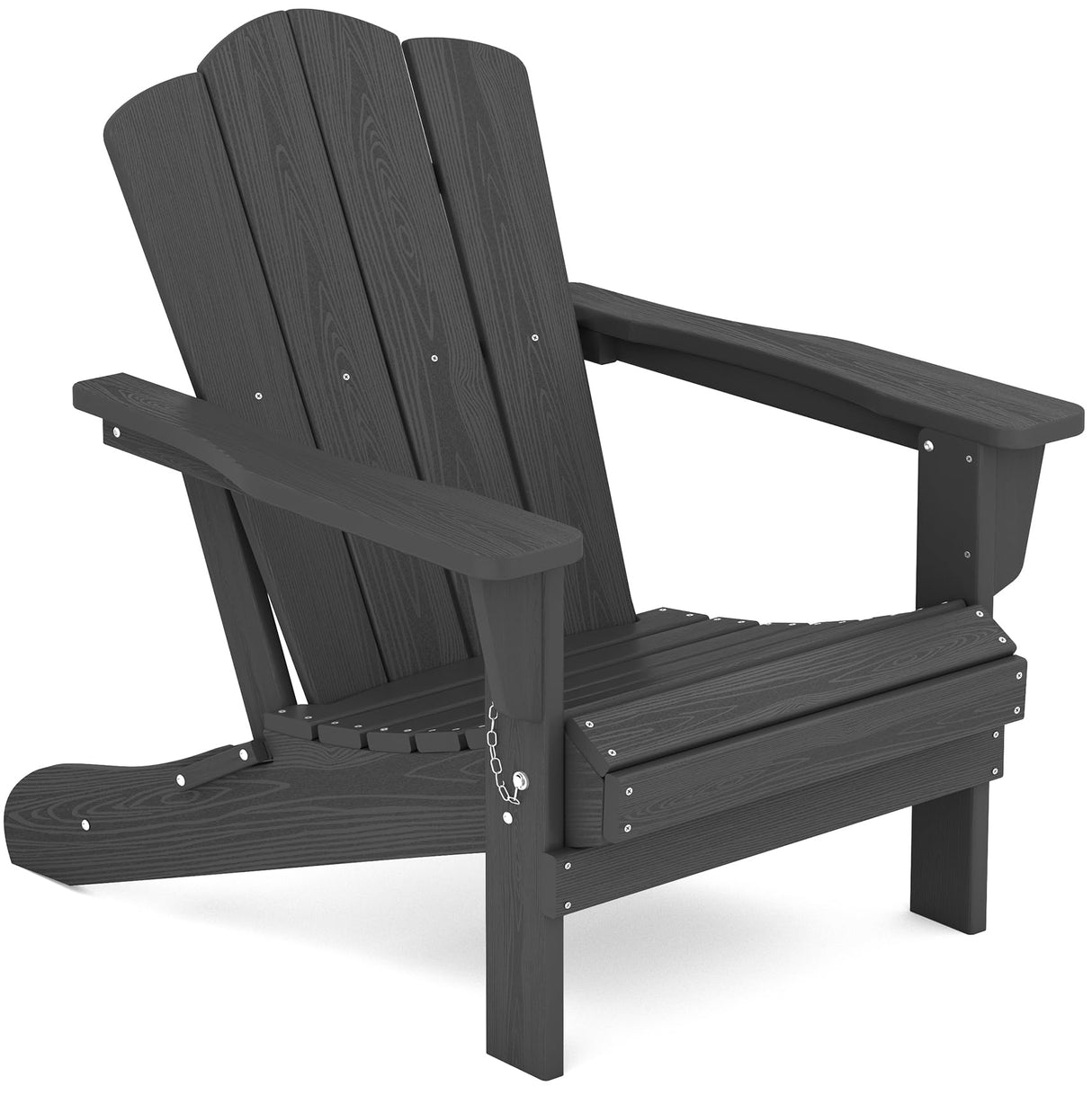 KINGYES Folding Adirondack Chair For Relaxing, HDPE All-Weather Folding Adirondack Chair, Stackable, Arm Rest, Ergonomic, Grey KINGYES