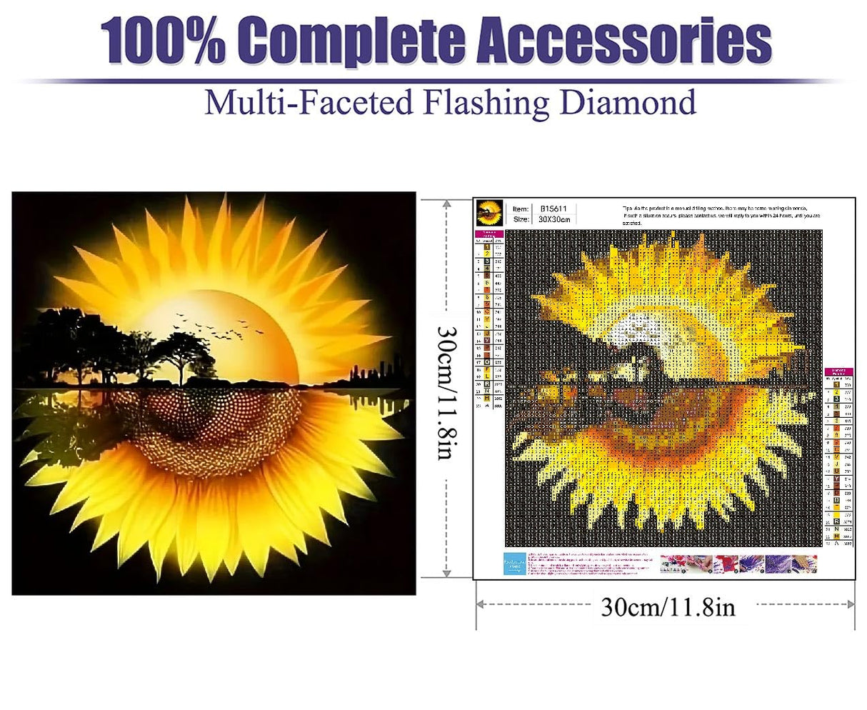 BOHADIY Sunflower Diamond Art Painting Kits for Adults, Tree of Life Full Drill Diamond Dots Paintings for Beginners, Round 5D Paint with Diamonds Pictures Gem Art Painting Kits DIY Crafts 12x12inch BOHADIY