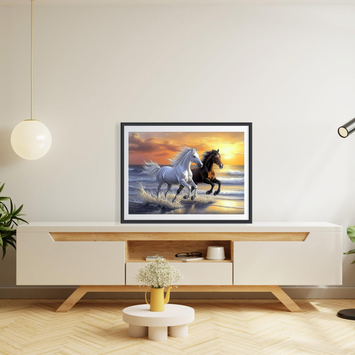 EOBROMD 5D Diamond Art Painting Kits for Adults Beginners, DIY Horse Diamond Art Painting Kits for Adults Animal, Full Round Drill Diamond Dot Gem Art Kits for Home Wall Decor 16x12inch EOBROMD