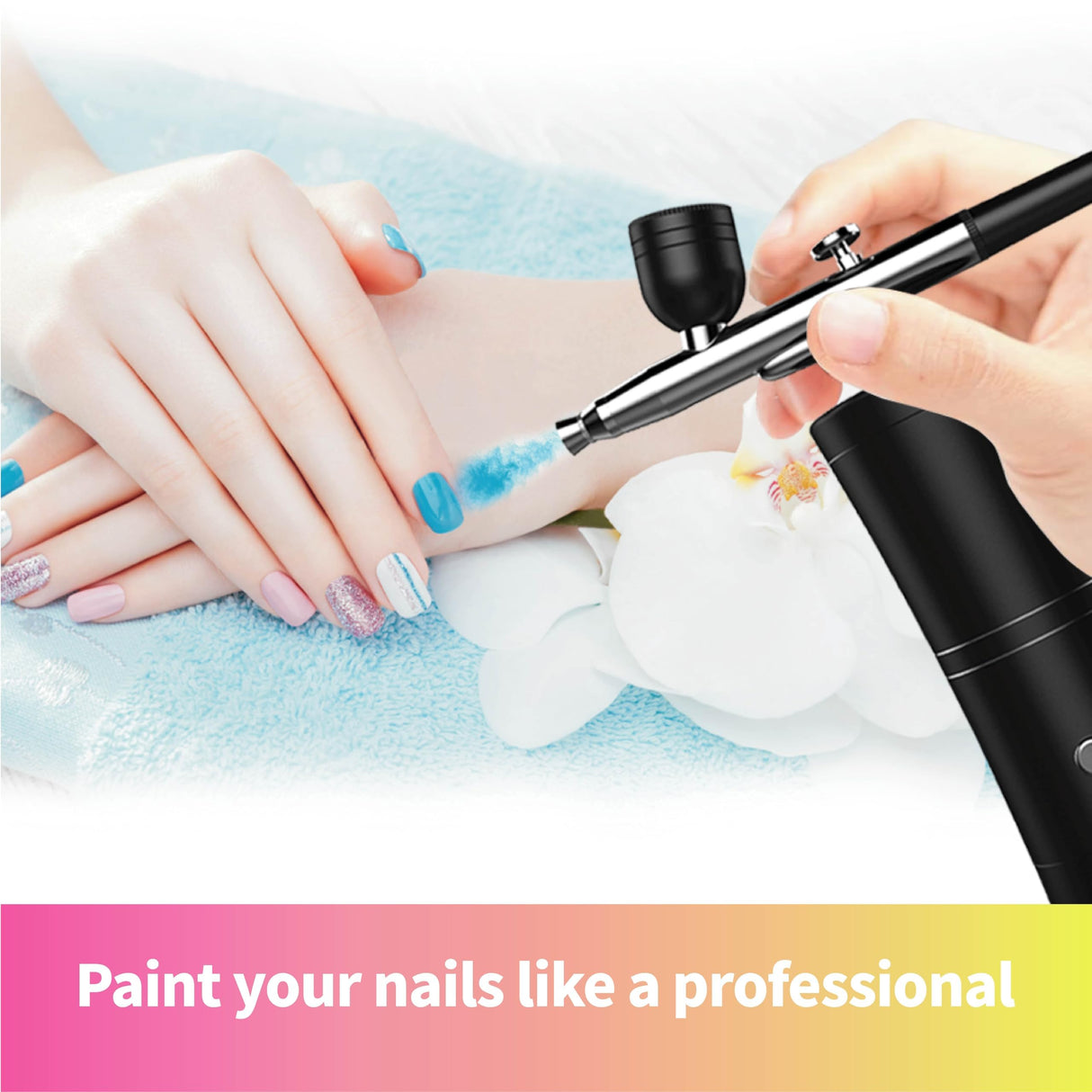 AYYHG Cordless Rechargeable Airbrush Kit with Compressor - Adjustable High-Pressure Non-Clogging 0.3mm Nozzle Complete Set for Nail Art, Cake Decor, Barber, Model Painting & Makeup (Black) AYYHG