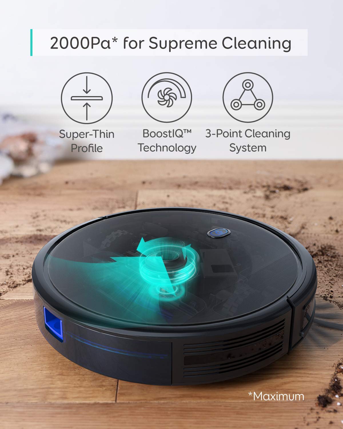 eufy BoostIQ RoboVac 11S MAX, Robot Vacuum Cleaner, Super Thin, Powerful Suction, Quiet, Self-Charging Robotic Vacuum Cleaner, Cleans Hard Floors to Medium-Pile Carpets, Black(Renewed) eufy