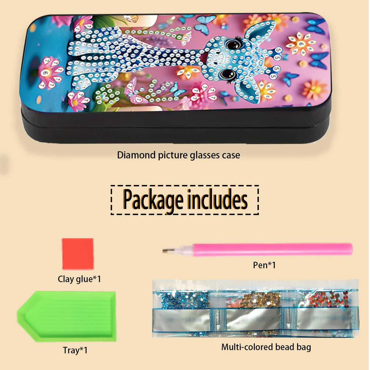 JISHSHAY Diamond Art Glasses Case Giraffe Diamond Painting Glasses Holder Gem Art Sunglasses Holder Gem Painting Sunglass Organizer Mosaic Kits for Adults Embroidery Kit Jigsaw Puzzles Eyeglass Case JISHSHAY