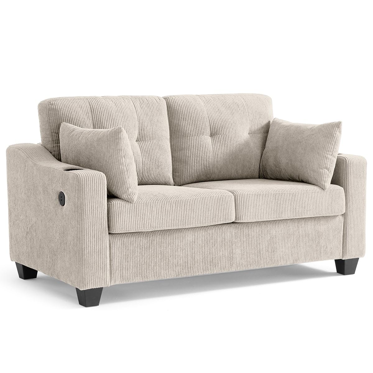 CHIC HOUSE Pull Out Sofa Bed, Full Size Sleeper Sofa, 2-in-1 Convertible Corduroy Couch with USB Charging, Memory Form Couch for Living Room, Apartment and Small Space CHIC HOUSE
