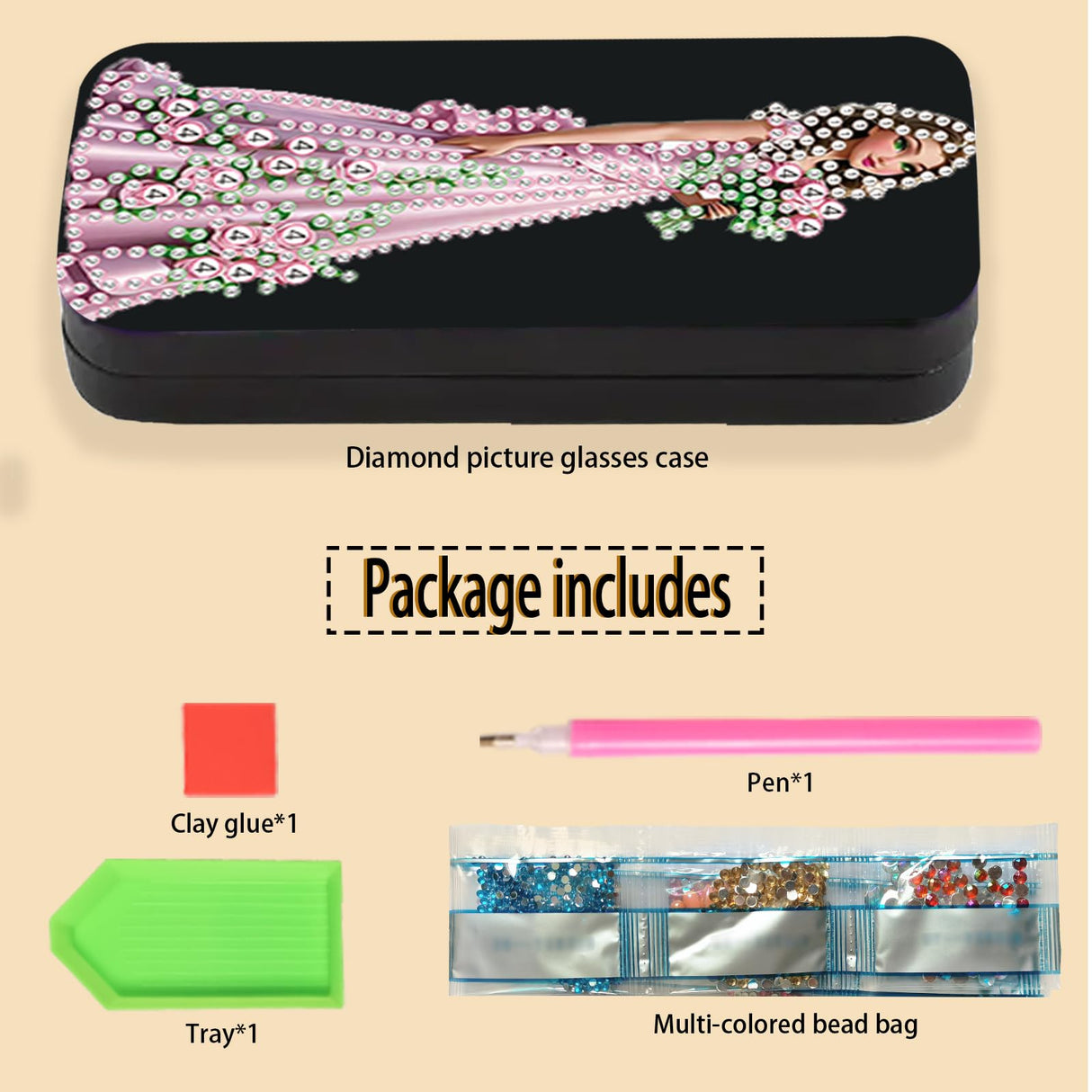JISHSHAY Diamond Art Glasses Case Diamond Painting Sunglasses Case Diamond Art Kits for Adults Eyeglass Case Gem Art Eyeglass Holder Gem Painting Sunglass Organizer, 6.3×2.67×1.3in, Flower Fairy JISHSHAY