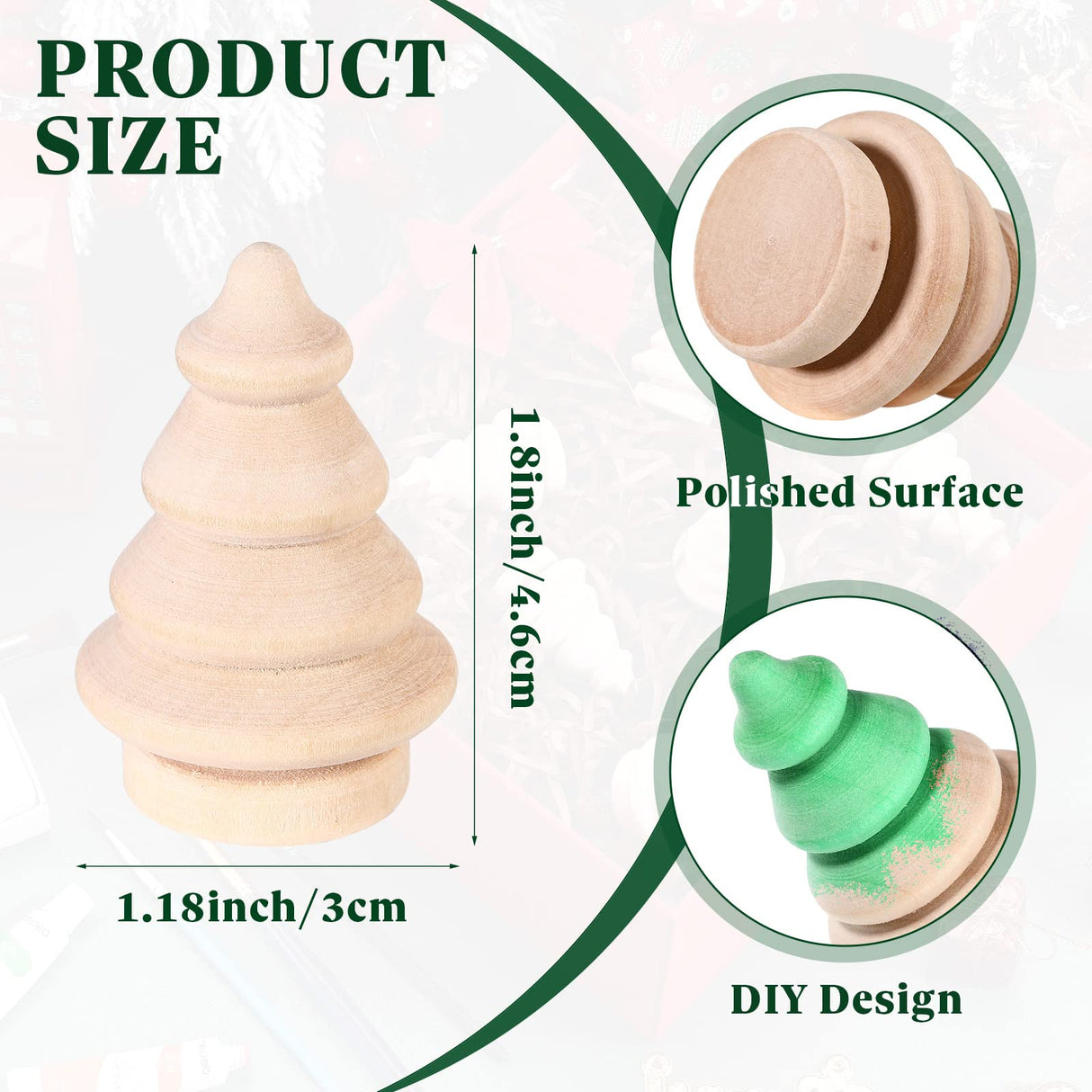 15 Pieces Unfinished Wood Christmas Tree Mini Wooden Xmas Tree Craft Blank Wooden Christmas Tree Ornaments Farmhouse Wood Trees DIY Natural Rustic Small Wooden Tree for Arts Handmade Drawing Supplies Maitys