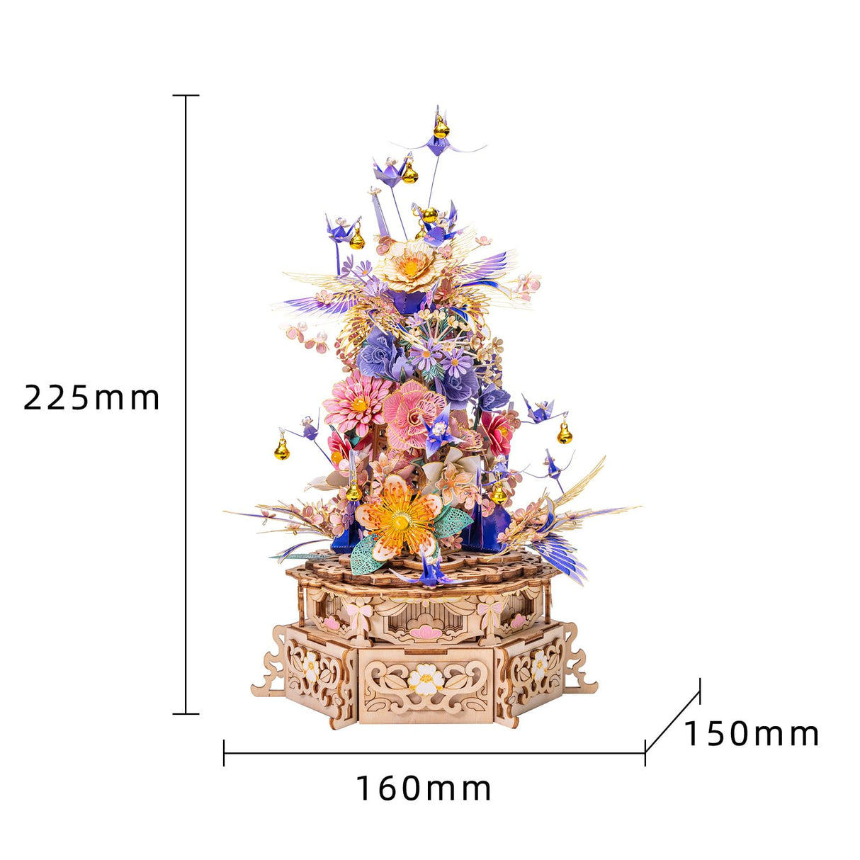 MU 3D Wood Puzzles for Adults The Feast of Flower, 3D Puzzles Lighting Metal Model Kits Building, Wooden Flowers Puzzle Music Box Building Puzzle Boxes Sets, Birthday Gift Desk Home Decor MU