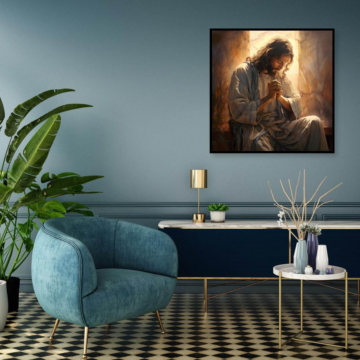 MOMDEDP DIY 5D Diamond Painting Kits for Adults: Jesus Diamond Painting Full Drill Beginners Craft Kits DIY Diamond Dots for Home Wall Decor Gifts 12x12inch Prayer MOMDEDP