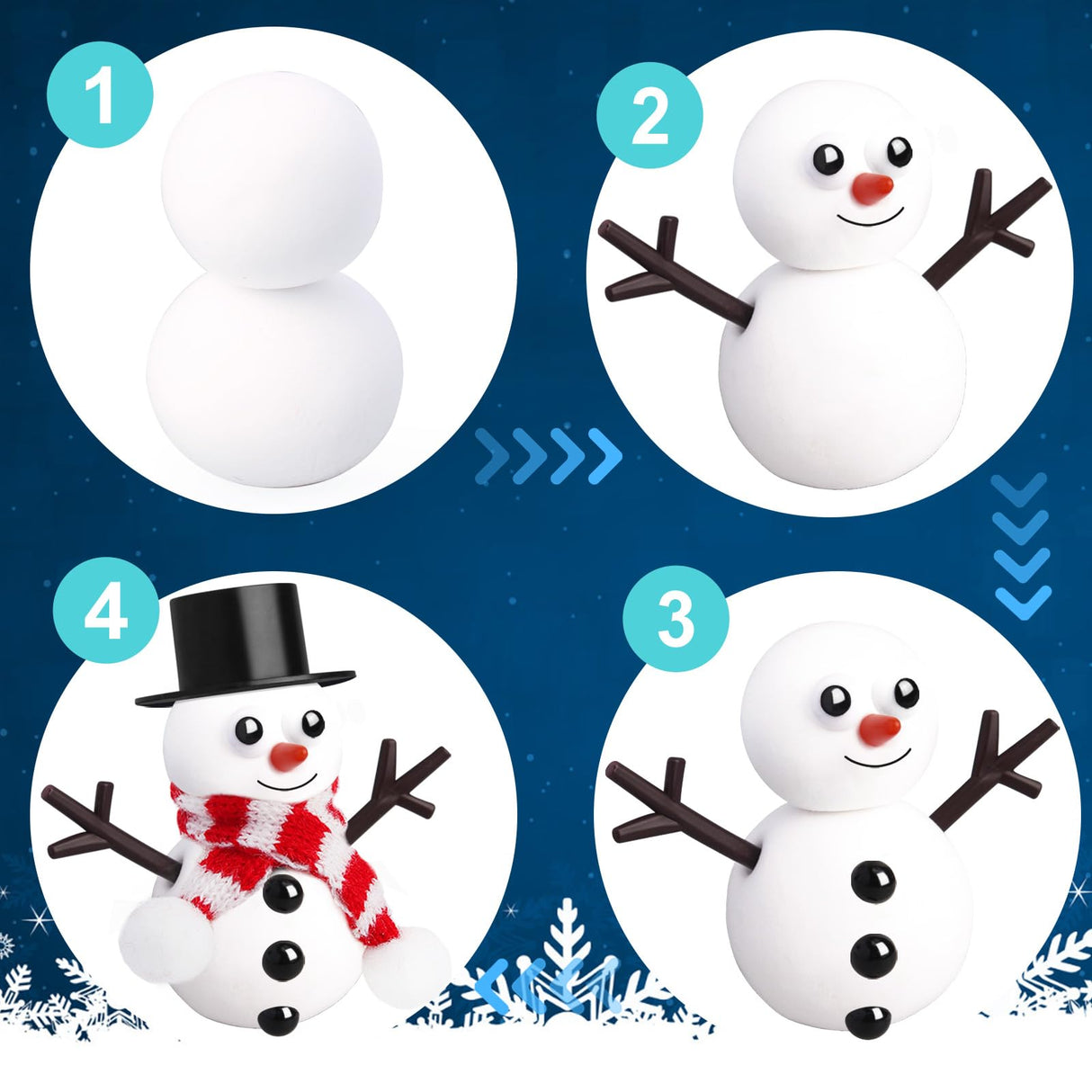 BANBBUR 12 Pack Christmas Stocking Stuffers for Kids,Christmas Crafts for Kids,Modeling Clay DIY Build a Snowman Crafts Kit Bulk Christmas Gifts Activities BANBBUR