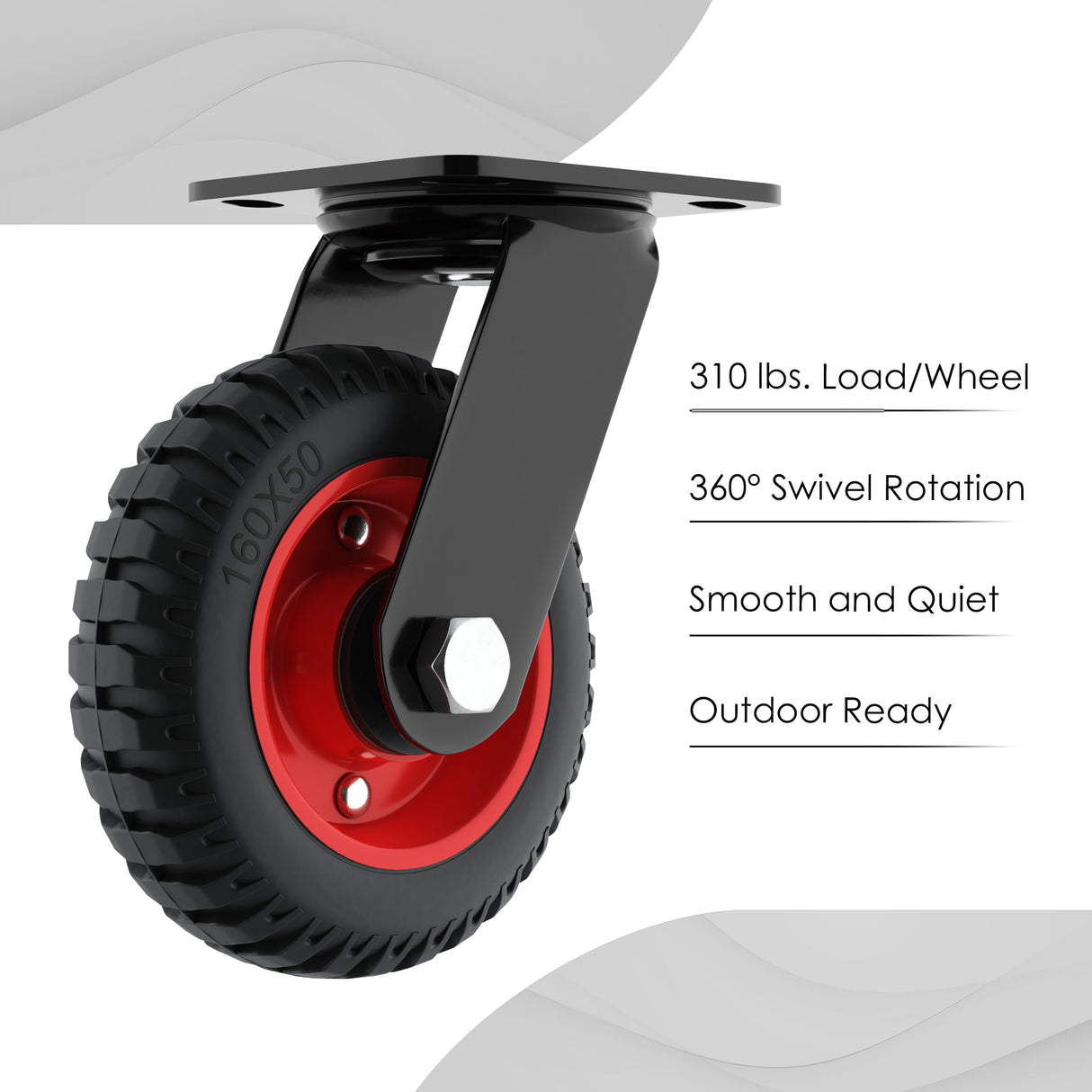 Outdoor Caster Wheels, 6 Inch Caster Wheels, Cart Wheels 6 Inch, Large Caster Wheels, Rubber Caster Wheels, Swivel Wheels Heavy Duty, 6 Inch Wheels, Heavy Duty Wheels, Off Road, Industrial, Flat Free Houseables