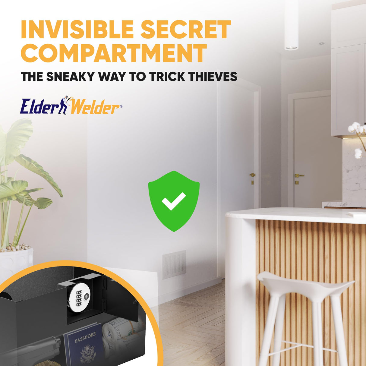 Elder Welder® Hidden Wall Safe with Air Vent Cover | Easy to Install | Combination Lock | Fits Perfectly Between 16" Studs | Hidden Safe for Money | Elevated Choice Over Book Safe or Picture Safe Elder Welder