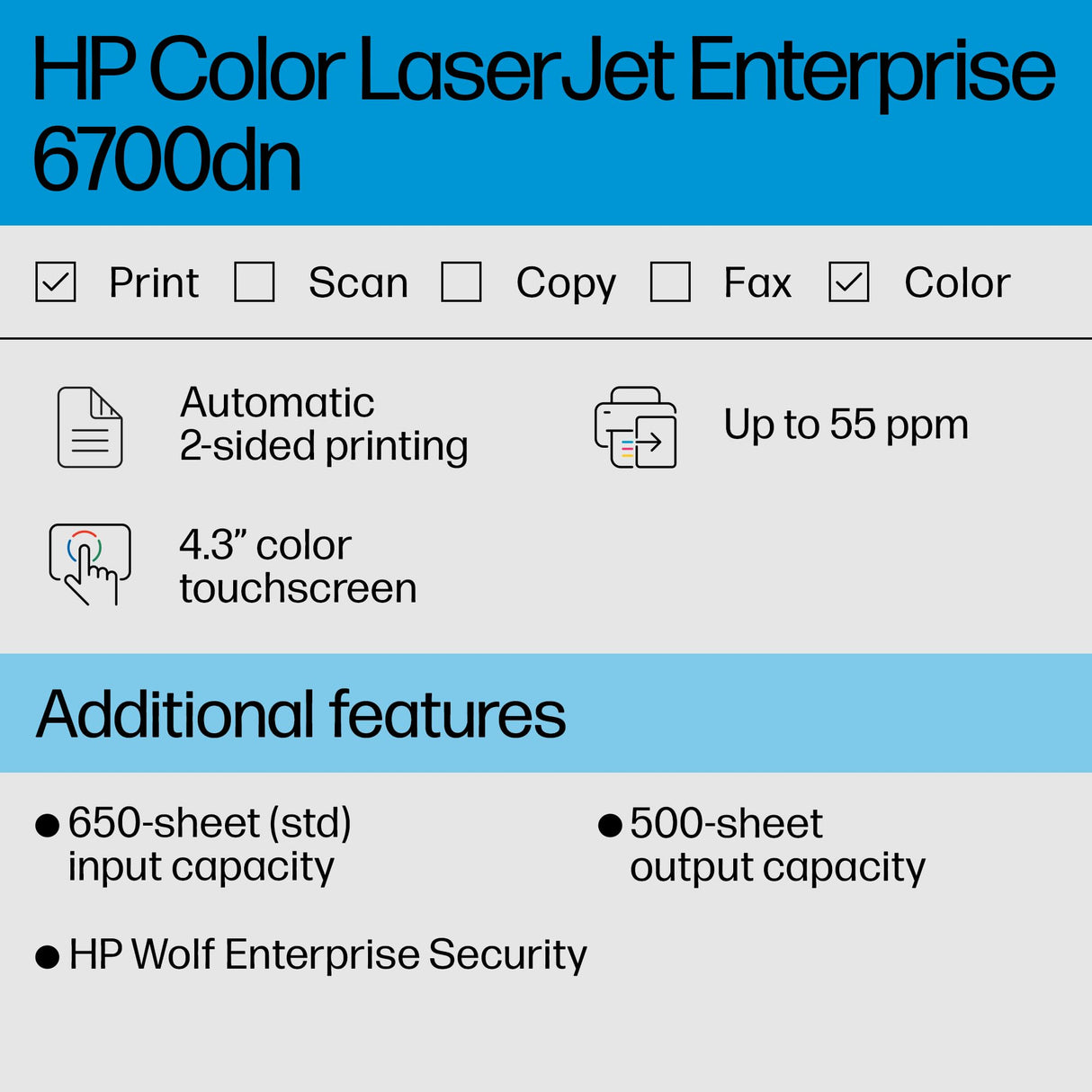 HP Color Laserjet Enterprise 6700dn Printer, Best for Business, (6QN33A) HP