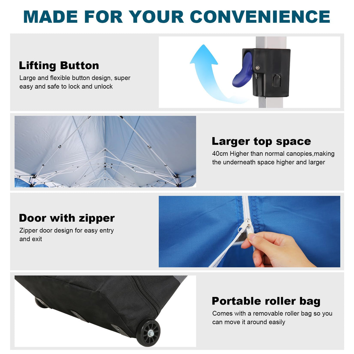 HOTEEL Party Tent 10x30 Pop Up Canopy Tent with 8 Sidewalls, Wheeled Bag, 4 Weight Bags, Easy Setup Outdoor Tent for Backyard Party with Extra Height, Waterproof UPF50+ Event Tent for Patio, Blue Hoteel