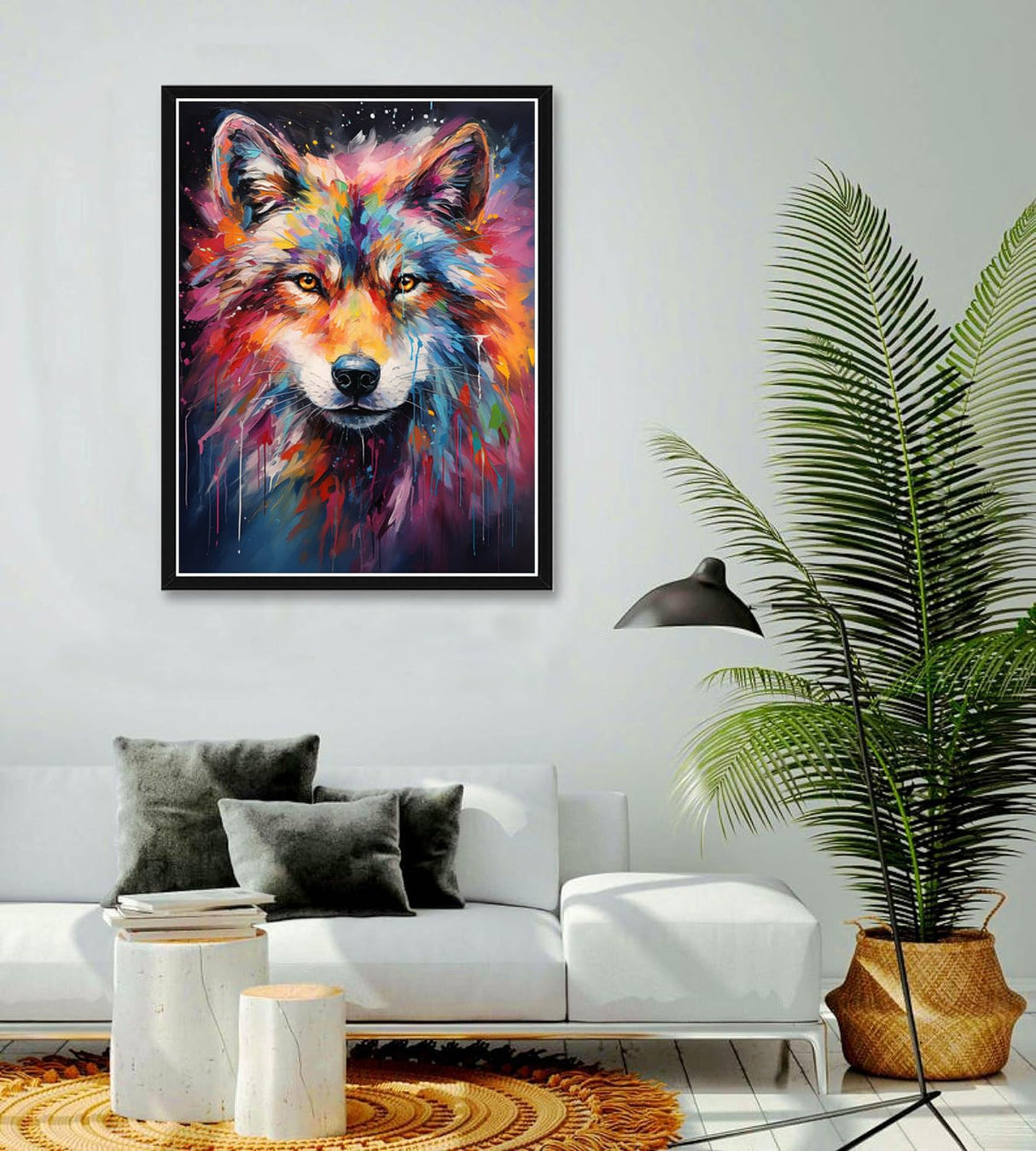 Bimkole Wolf Paint by Number for Adults, DIY Oil Painting Kit on Canvas with Paintbrushes and Acrylic Pigment, Perfect for Paint by Numbers for Adults Beginner, for Home Wall Decor16x20 Inch Bimkole