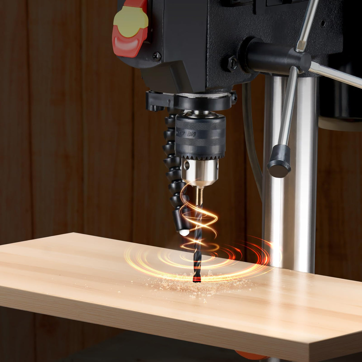 VEVOR 8 in Benchtop Drill Press, 2.3A Induction Motor, Tabletop Drilling Machine with 750/1140 / 1740/2340 / 3200 RPM Adjustable Speed, 0-45° Tilting Worktable, LED Work Light, for Wood Metal VEVOR