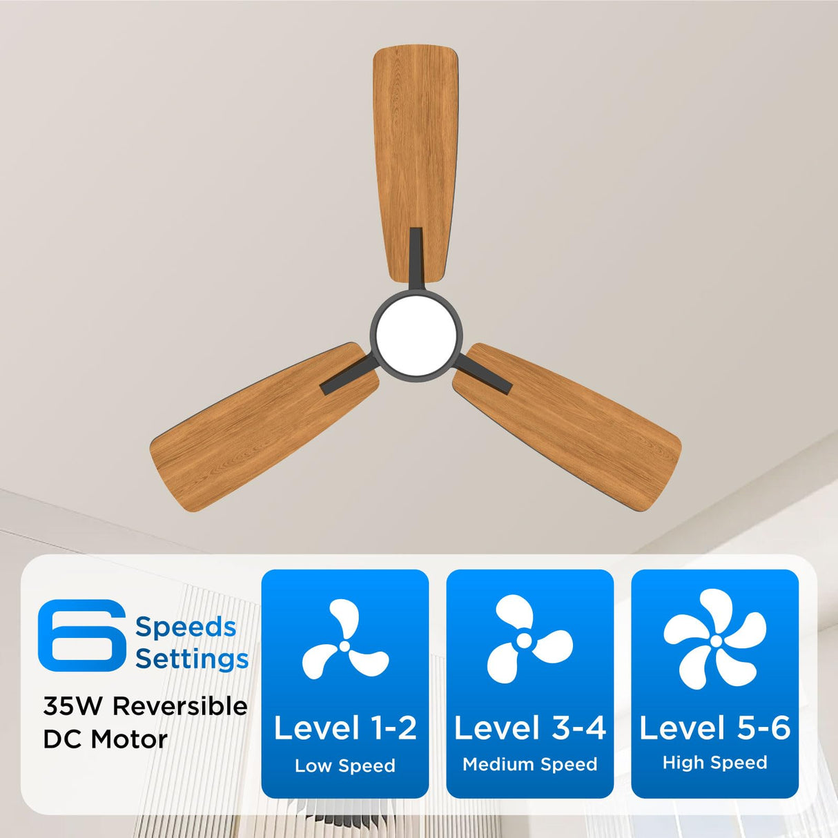 Atolit Ceiling Fans with Lights,42 inch,Quiet Reversible Motor,Easy to Install,6 Speeds,3CCT,Timer, Black Modern Ceiling Fan for Living Room, Bedroom, Kitchen, Dining room, Office Atolit