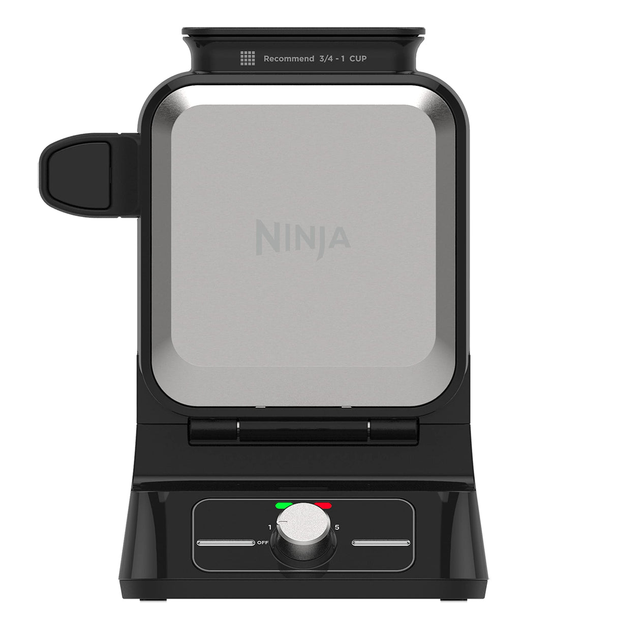 Ninja BW1000C Belgian Waffle Maker, Nonstick, 5 Shade Settings, Easy to Clean, Black/Silver, 12 inch Ninja