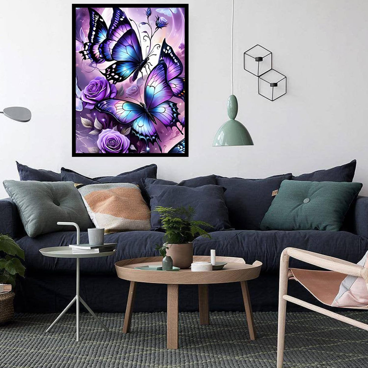 CHWGLFGG 5D Diamond Art Kits for Adults Beginners, Purple Butterfly Diamond Painting Kits, DIY Full Round Drill Paint by Diamonds Dot Gem Art for Adults, Home Wall Decor 12x16 Inch CHWGLFGG