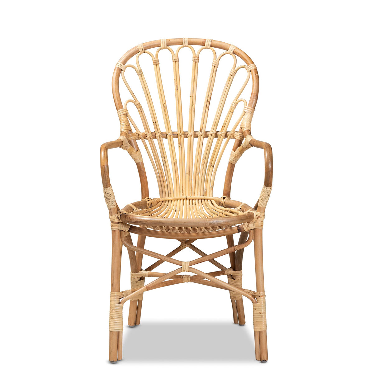 bali & pari Sheraton Modern and Contemporary Light Honey Rattan Dining Chair bali & pari