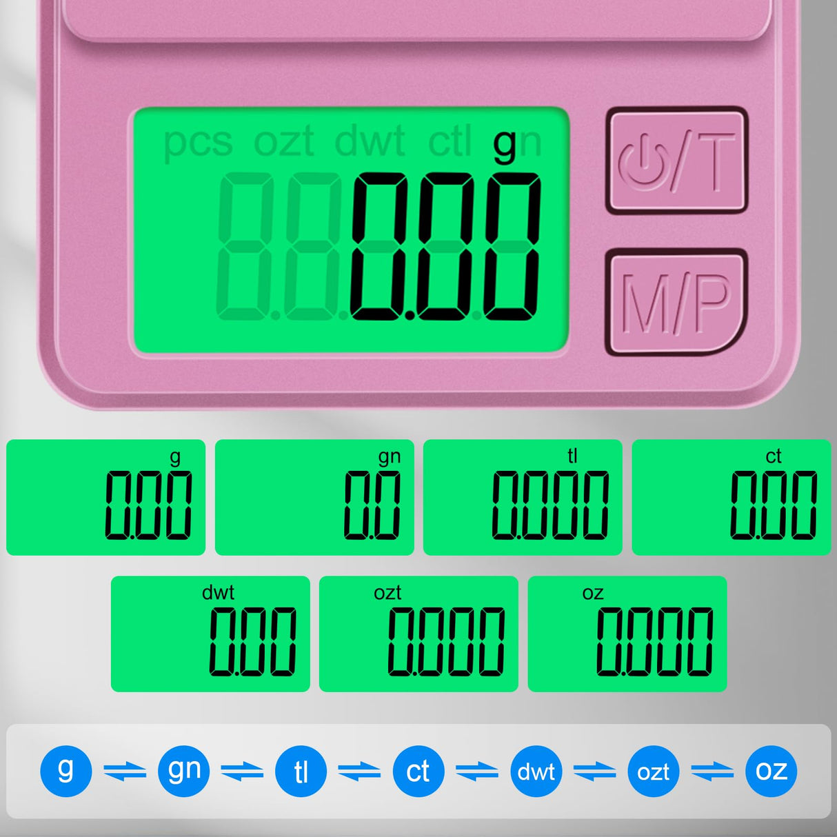 Diyife 1000g Digital Pocket Gram Scale 0.01g Accuracy, Mini Jewelry Scale with Protective Cover, 7 Units, Tare Function, LCD Display, Suit for Jewelry, Powder, Pink Diyife