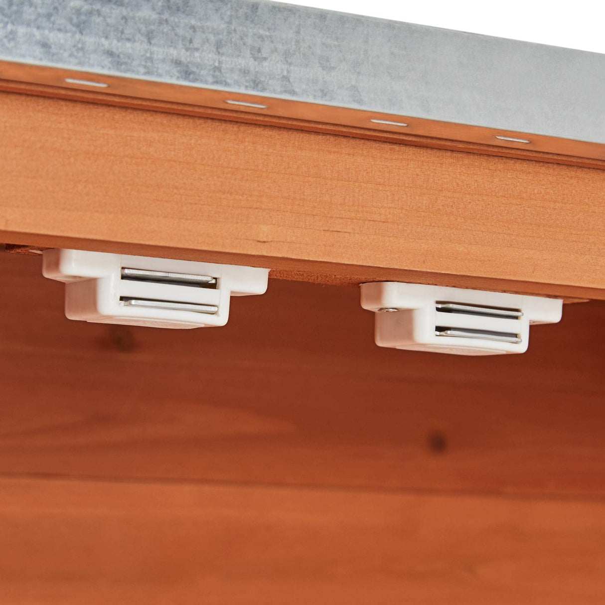 Topeakmart Potting Bench Table - Wooden Storage Cabinet with Removable Shelf & Flexible Space & Metal-plated Tabletop for Outdoor Garden Patio,Brown Topeakmart