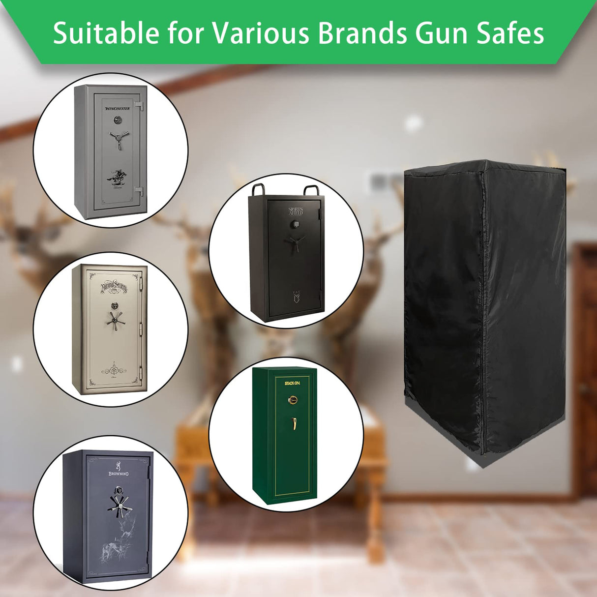 NEXT STATION Gun Safe Cover,Premium Quality Fabric Gun Safe Cover Up and Protector to Protect Gun Safes from Dust and Keep them Concealed from Sight (60H*36.5W*29D) NEXT STATION