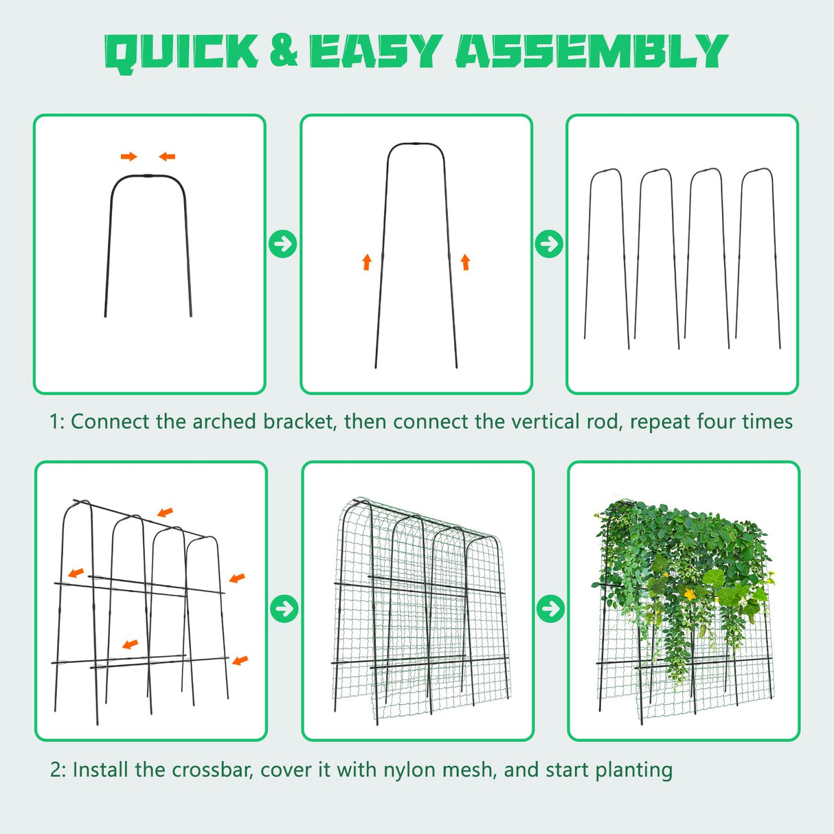 DoCred Tall Garden Arch Trellis Cucumber Trellis for Climbing Plants, 71in Tall Metal Plant Support Trellis for Climbing Vine Vegetable/Fruit/Flower Outdoor Yard Lawn Garden Arch Tunnel Trellis DoCred