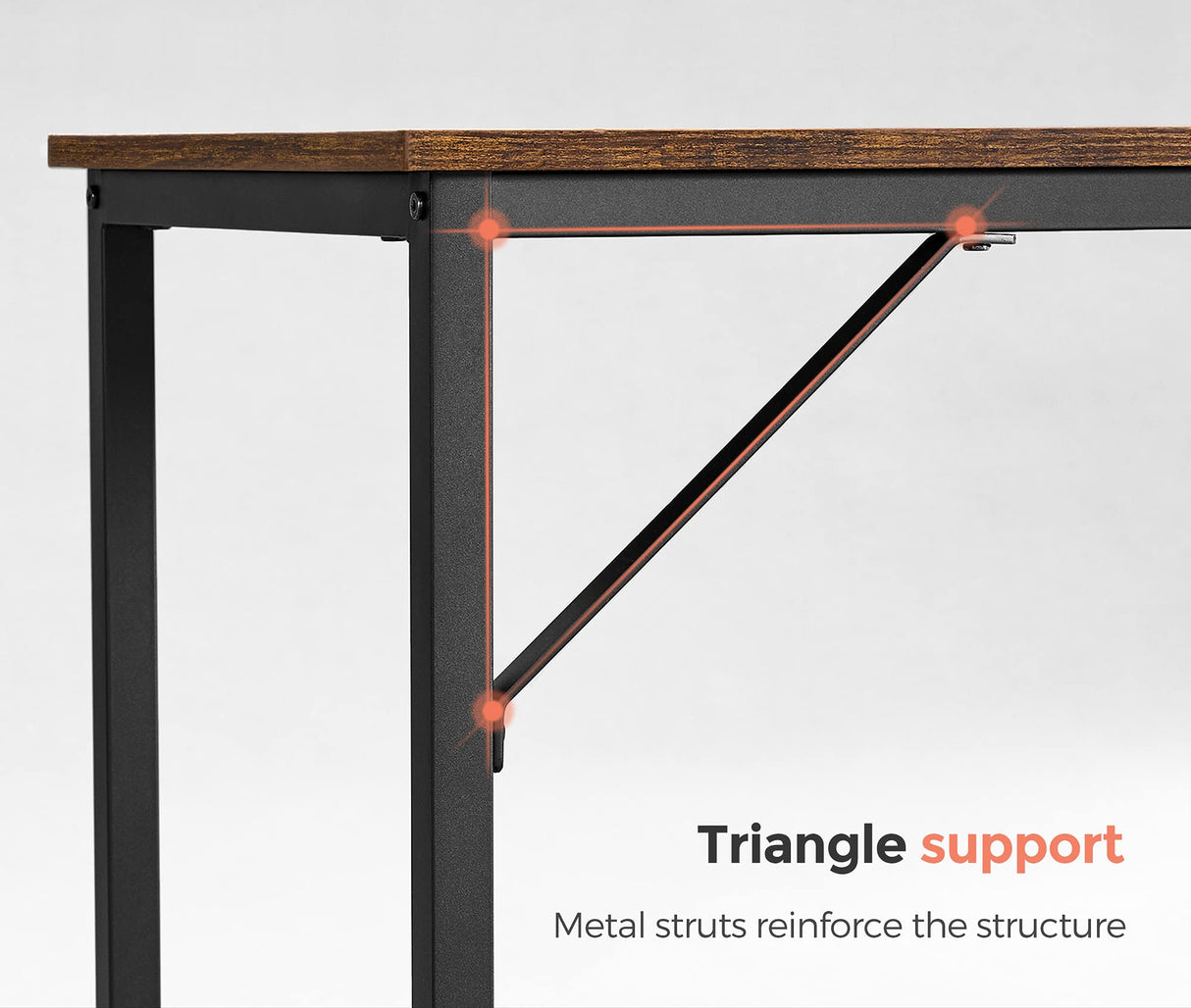 VASAGLE Computer Desk, Gaming Desk, Home Office Desk, for Small Spaces, 19.7 x 31.5 x 29.5 Inches, Industrial Style, Metal Frame, Rustic Brown and Black ULWD038B01 VASAGLE