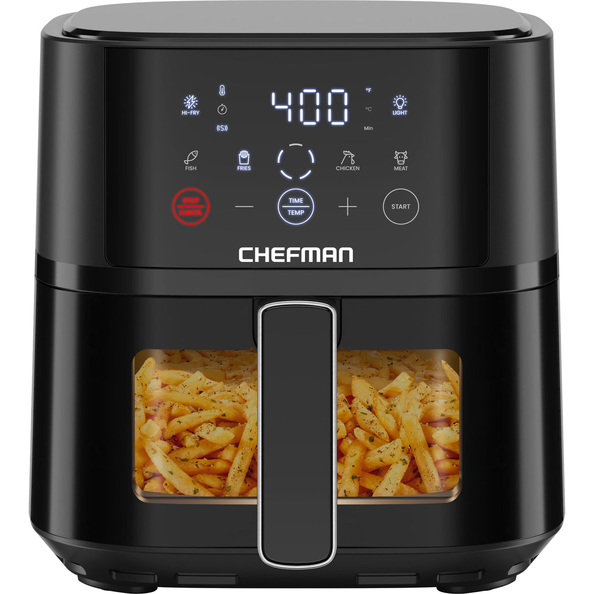 Chefman Air Fryer – 4 QT Compact Airfryer for Quick & Easy Meals, Features Hi-Fry Technology for Extra Crisp, Easy-View Window, Touch Controls with 4 Presets, Nonstick & Dishwasher Safe Basket - Black Chefman