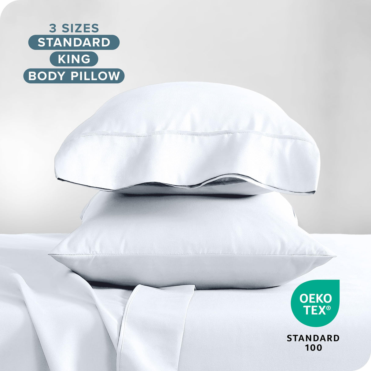 Bare Home Microfiber Pillow Cases - Standard/Queen Size - Cooling Pillowcases - Double Brushed - 2 Pack - Easy Care (Pillowcase Set of 2, White) Bare Home