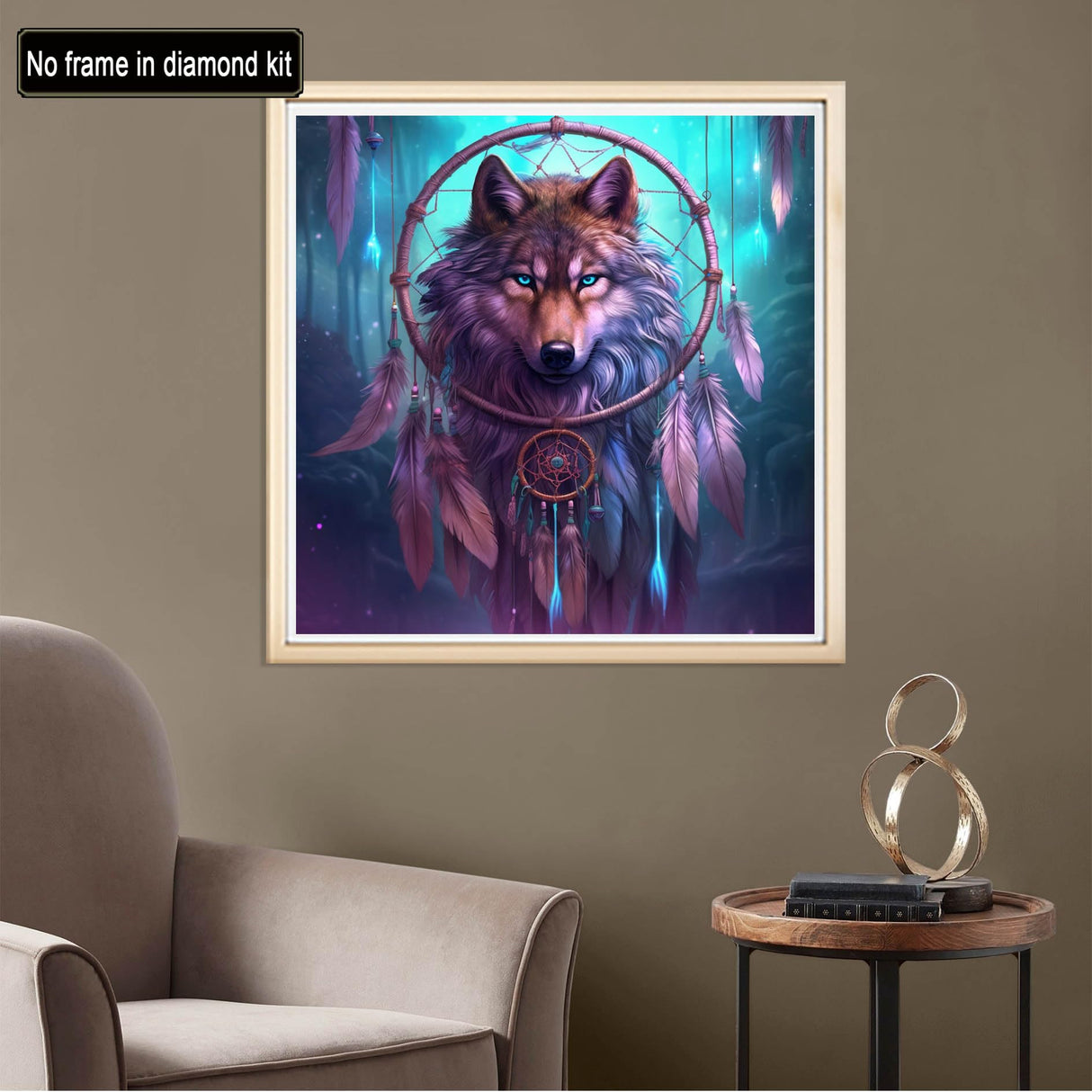 Diymood Paint by Numbers for Adults Wolf, DIY Oil Painting Dreamcatcher Acrylic Paint by Number Kits for Kids Adults Beginner for Home Wall Decor 20x20 inch Diymood