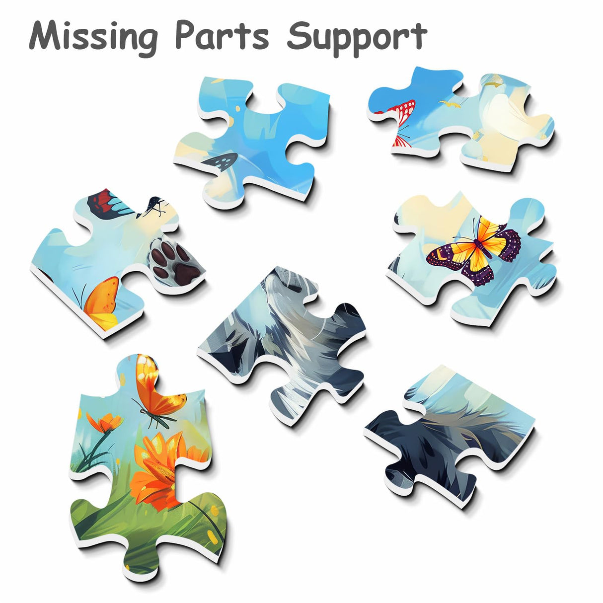 Cat Puzzles for Adults 1000 Pieces, Butterfly Cats Flower Jigsaw Puzzles, Animal Cute Kitten Challenging Puzzle as Wall Decor PPuzzling