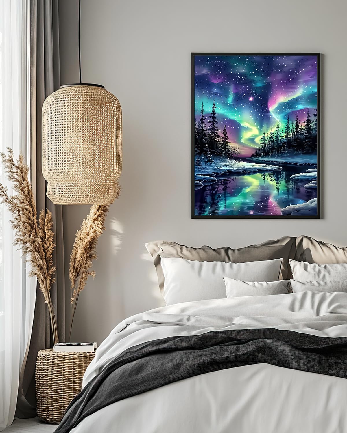 Northern Diamond Art Kits for Adults, Landscape Crafts 5D Diamond Painting Kit for Adult Beginners, Nature Starry Night DIY Round Dots Full Drill Diamonds Paintings for Home Wall Decor Gifts 12X16 In Luckyrichrui