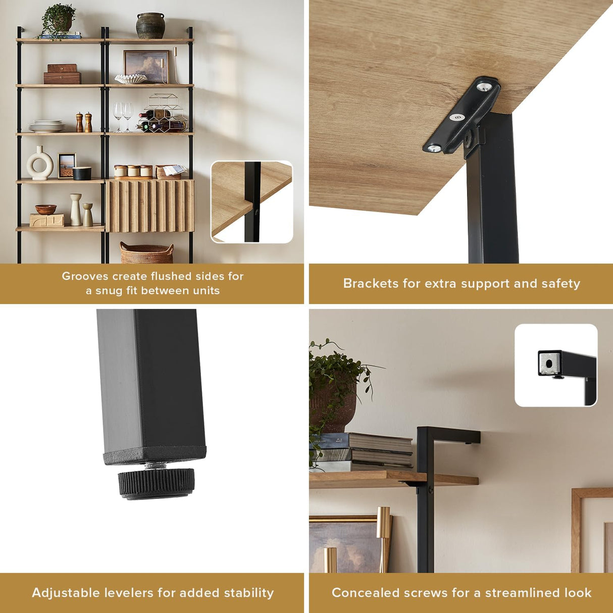 mopio Norwin Ladder Book Shelf, Wall-Mount Storage Rack, Wall Bookshelf, Farmhouse Industrial Bookcase, Narrow Slim Organizer, Steel Frame Display Shelves, Living Room, Bedroom (3-Tier Cabinet Double) mopio