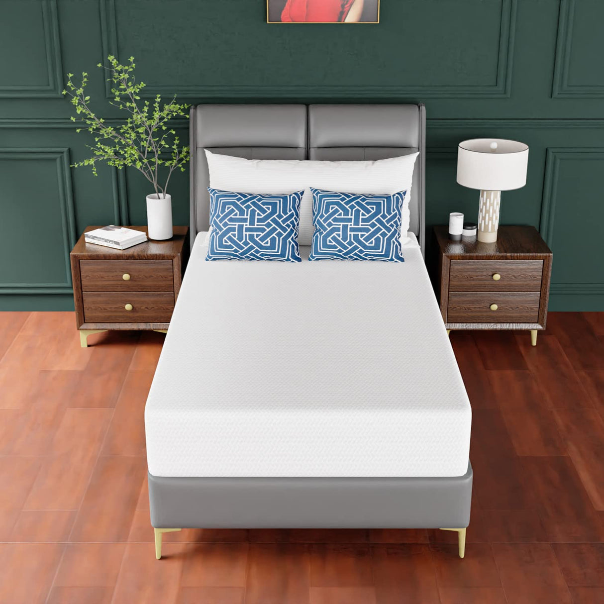 PayLessHere 10 Inch Twin Mattress Green Tea Memory Foam Mattress CertiPUR-US Certified,Medium-firm mattress,Removable Soft Cover,Fiberglass Free,Twin mattresses for Bed Frame, Bunk Bed, Trundle, White PayLessHere