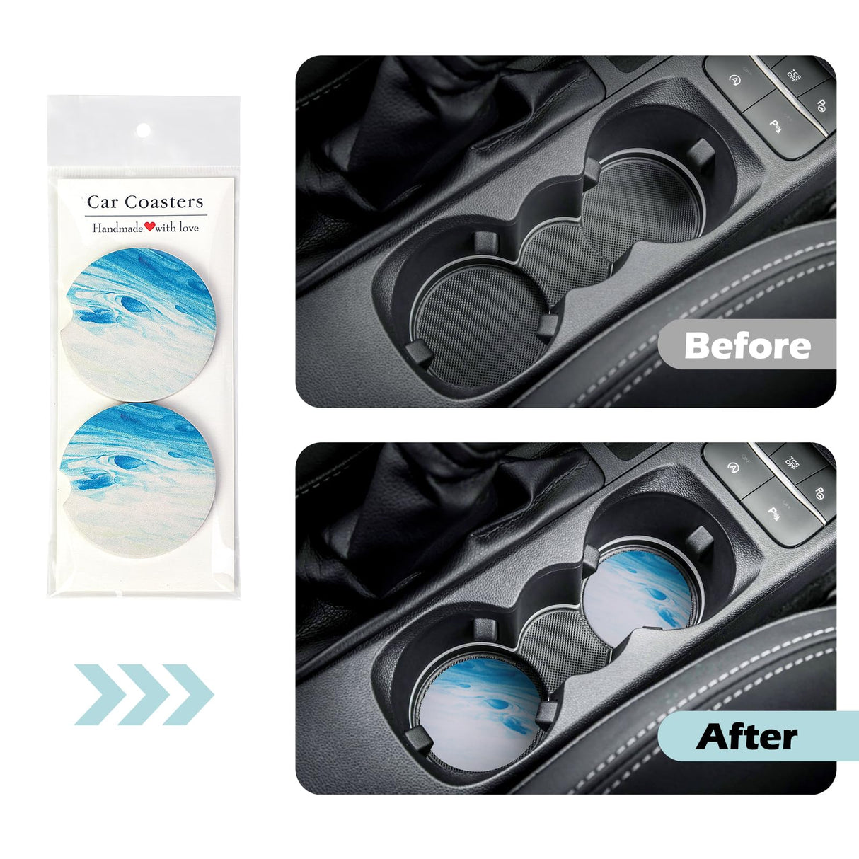 100Pcs Car Coaster Packaging for Selling, Sublimation Car Coasters Cards with 100pcs Bags Suitable for Business Packaging Display, Sublimation Car Coasters Cards for Selling WoodArtSupply