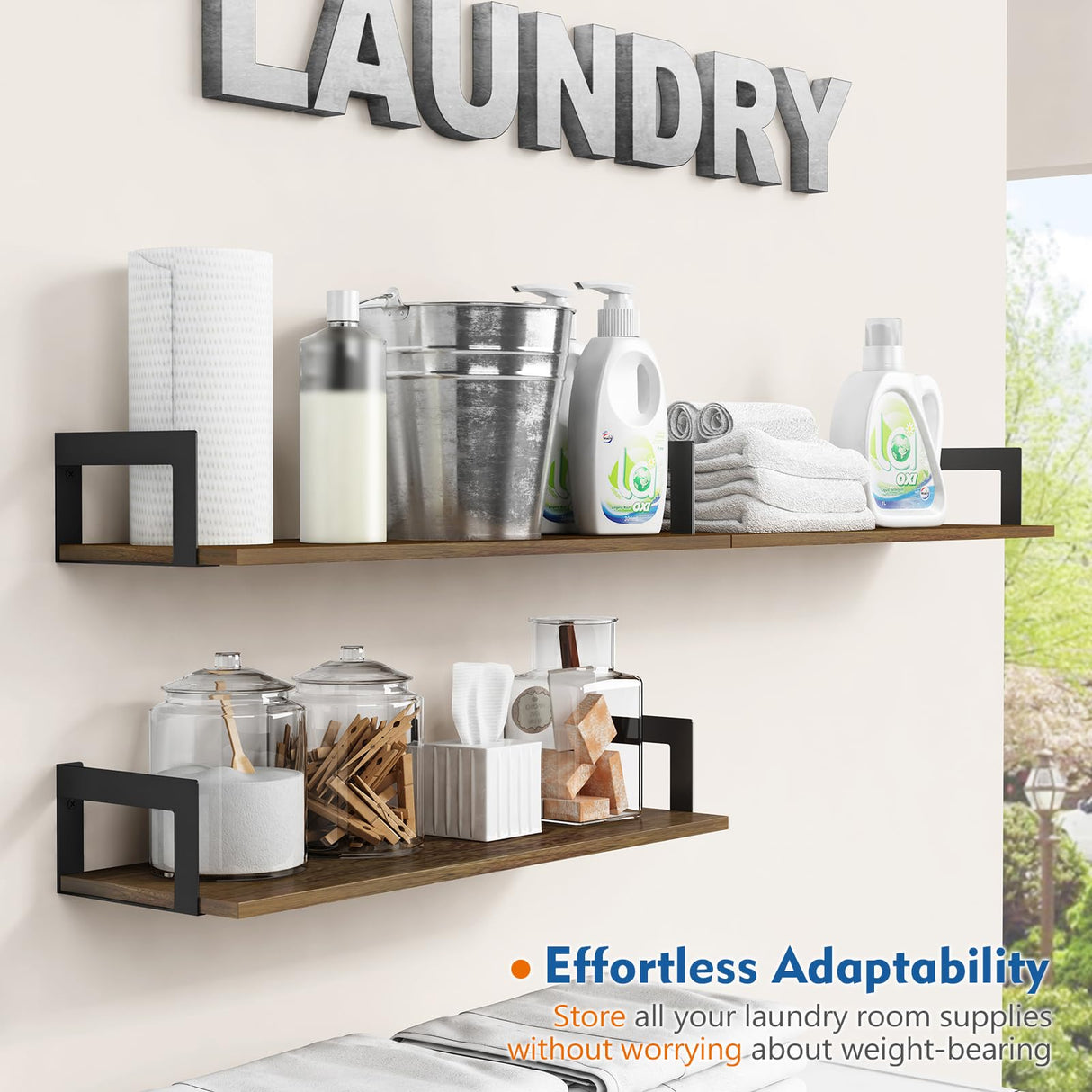 Harwaya Floating Book Shelves for Wall 3-Pack, 24 Inch Long Wall Mount Bookshelf for Bedroom, Rustic Farmhouse Wood Hanging Bookshelves for Living Room Office Books Plants (Dark Brown) Harwaya