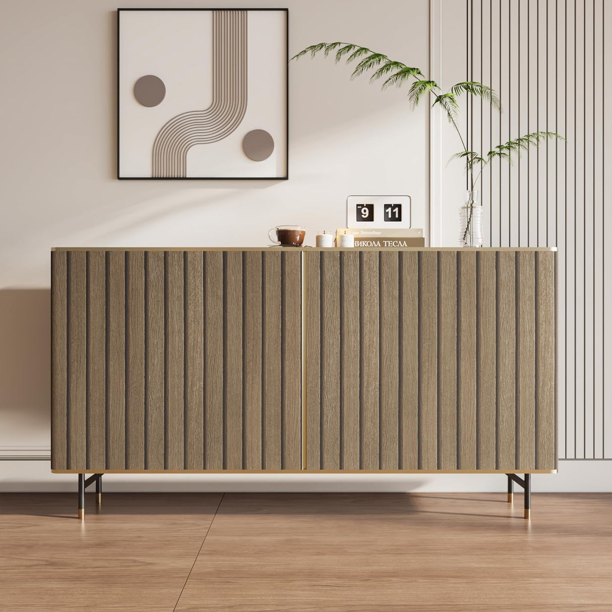 CRE8TIVE 12"x354" Wooded Slats Wood Contact Paper Brown Wood Wallpaper Peel and Stick Countertops Waterproof Wood Stripe Wall Panel Self Adhesive Wood Grain Contact Paper for Bedroom Farmhouse Walls CRE8TIVE