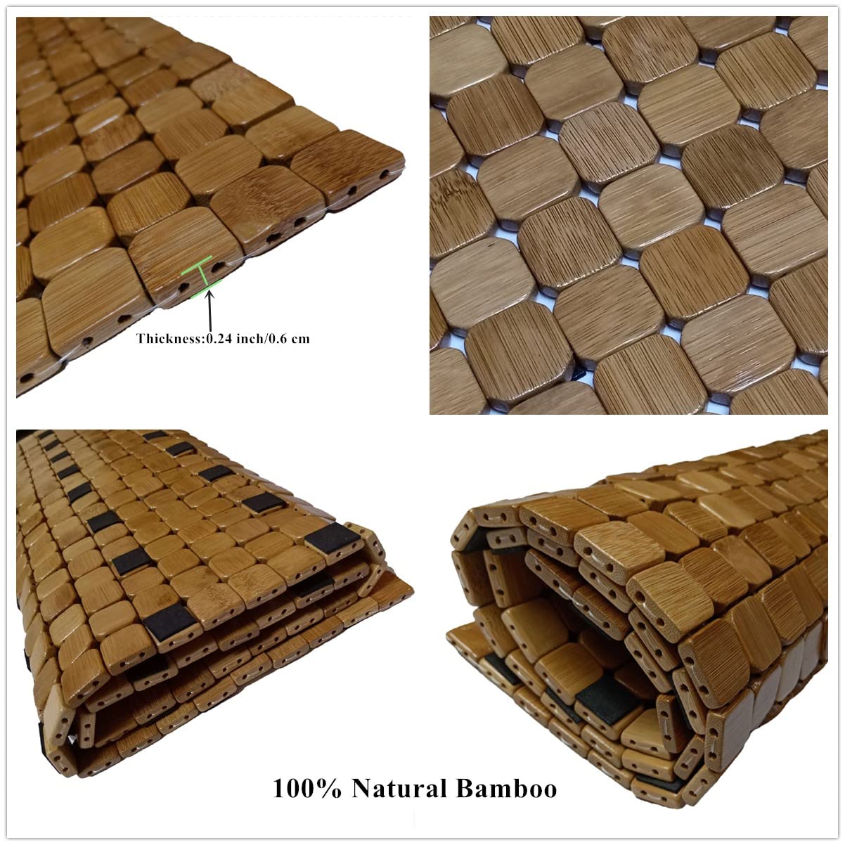HJJKKH Bamboo Bath Mat with 15.7X23.6 inch,Nature Bamboo Wooden Bathroom Mat,Non Slip and Foldable Floor Shower Bath Mat for Bathroom,Bathtub,Shower,Sauna,Hot Tub HJJKKH