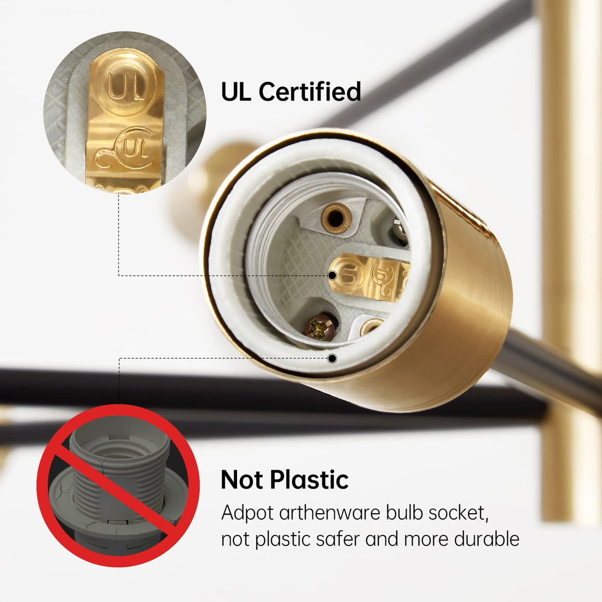 RUIYEY Modern Chandelier Ceiling Light Fixture Sputnik Chandeliers Gold and Black Farmhouse Chandelier Over Table 12-Light Height Adjustable Chandeliers for Dining Room, Living Room,Kitchen Island RUIYEY