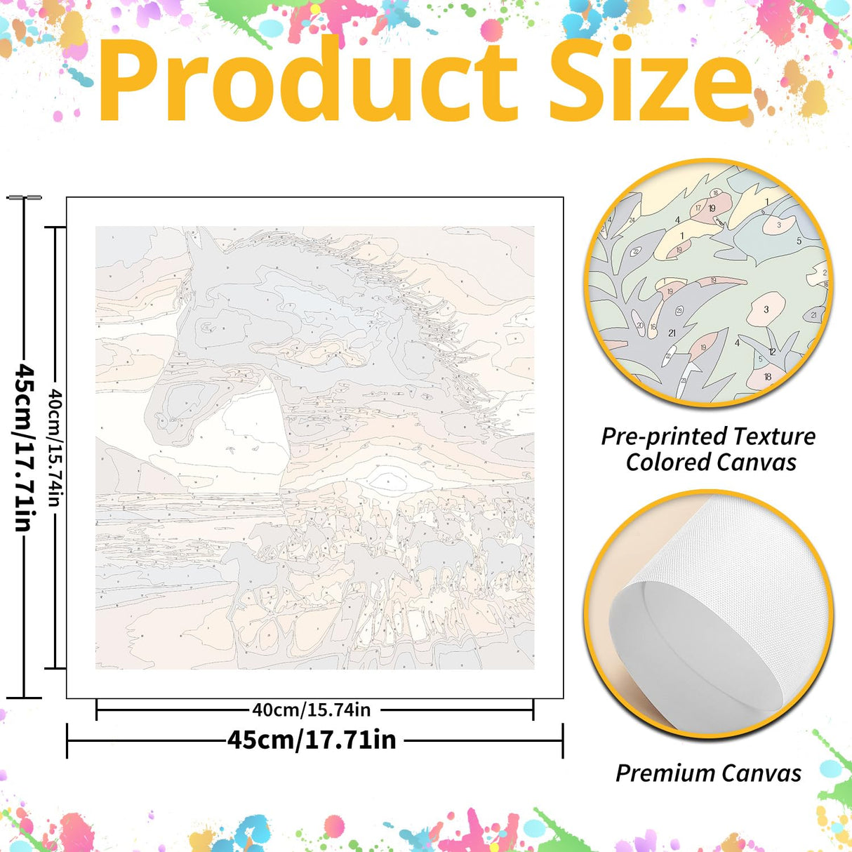 Mandun Paint by Numbers for Adult, Horse Paint by Numbers Kit for Adults Beginners, DIY Acrylic Oil Painting Kits with Brushes for Home Wall Decor 16x16Inch Mandun