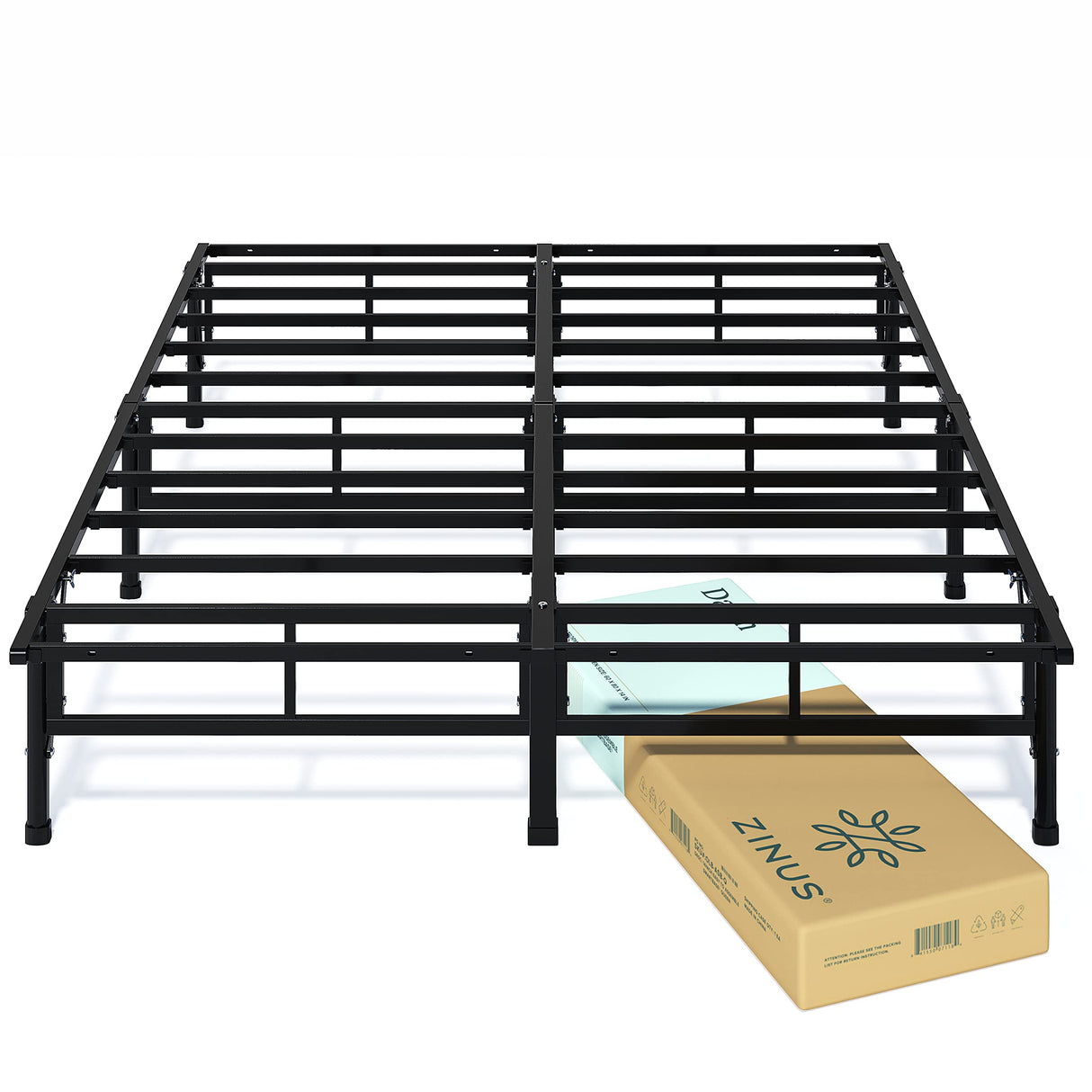 ZINUS SmartBase Compack Mattress Foundation, 14 Inch Metal Bed Frame, No Box Spring Needed, Sturdy Steel Slat Support, King Zinus