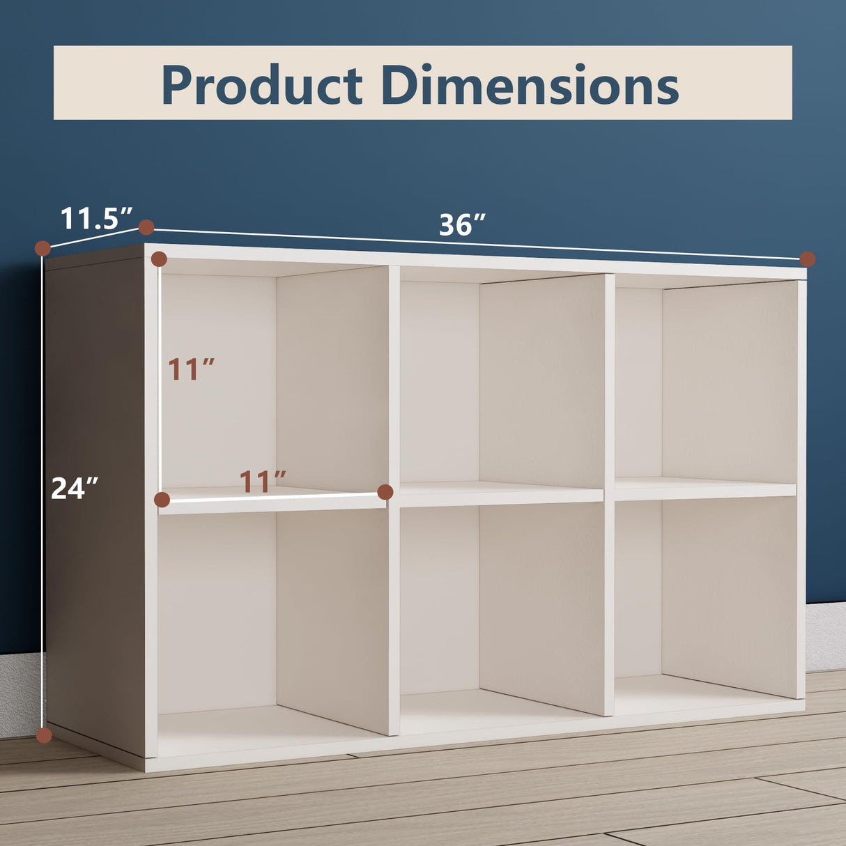 Chyanmoo White Bookshelf 6-Cube Storage Organizer | Open Cubby Shelving Unit with Extra Thick Edges - Space-Saving Wooden Shelf for Home Office & Display Storage Chyanmoo
