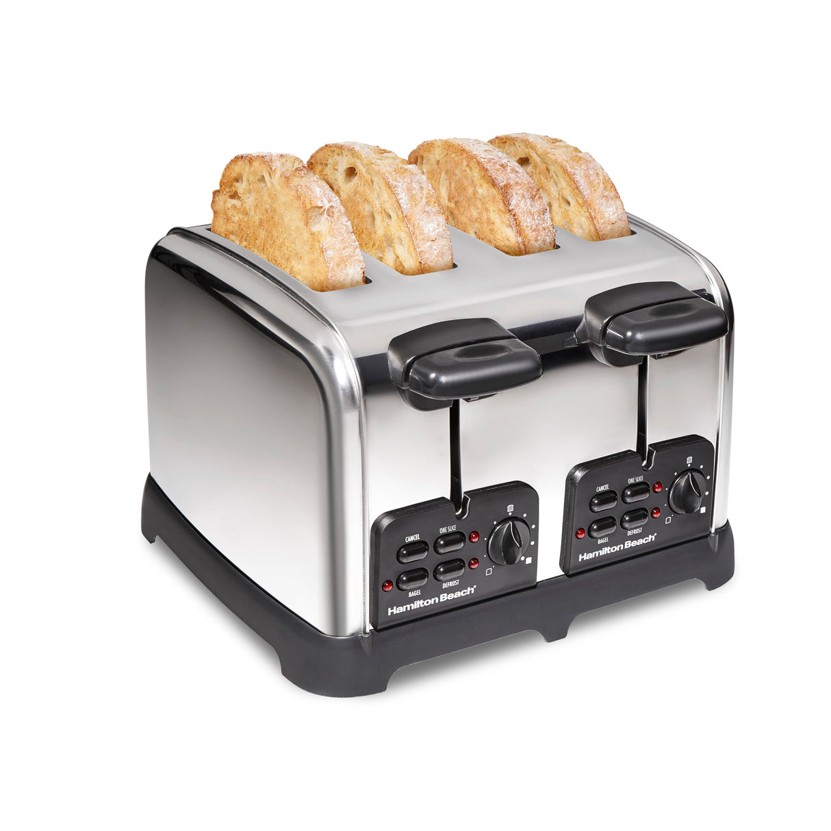 Hamilton Beach 24782 Retro Toaster with Wide Slots, Sure-Toast echnology, Bagel & Defrost Settings, Auto Boost to Lift Smaller Breads, 4 Slice, Polished Stainless Steel Hamilton Beach